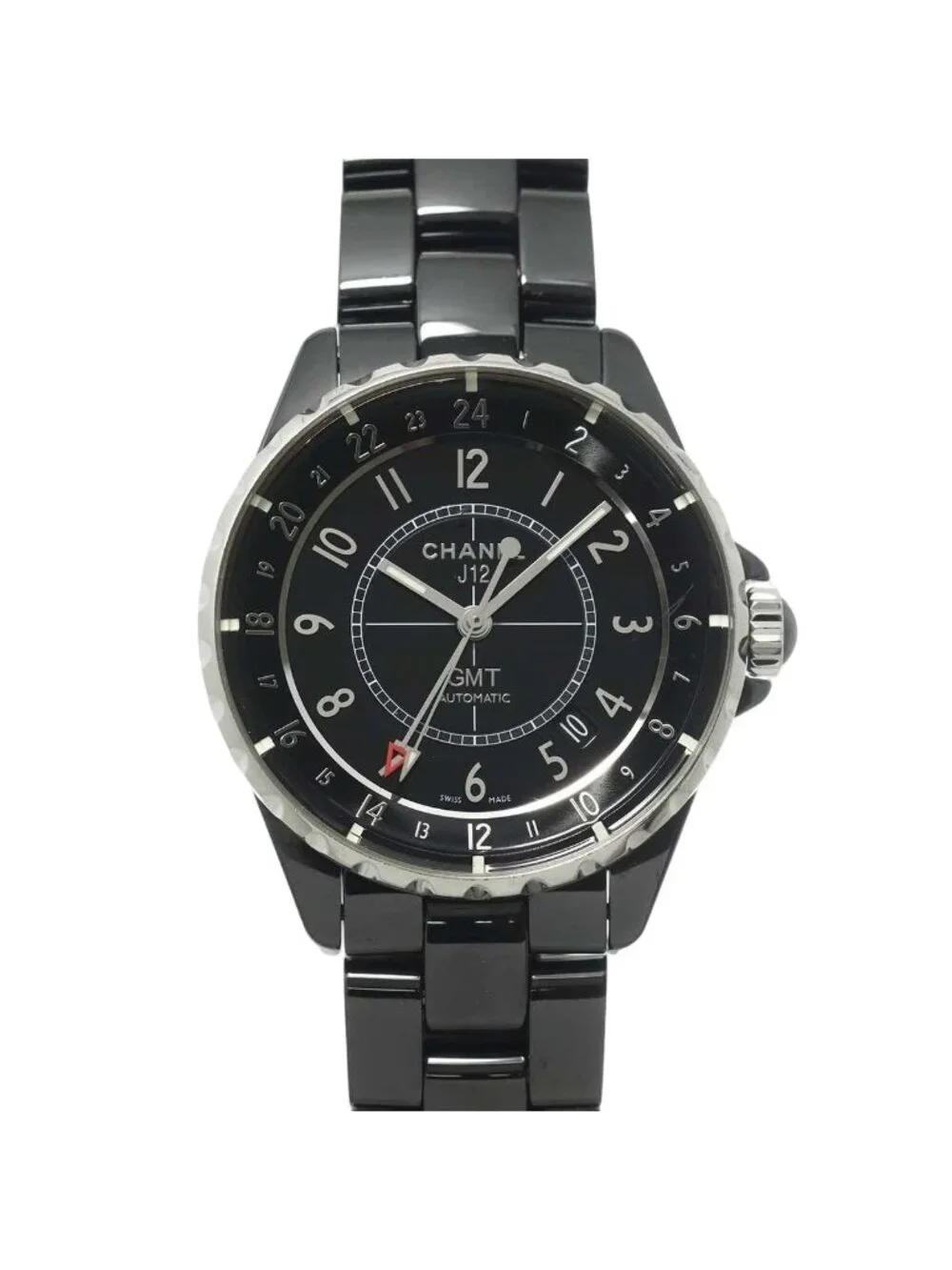 Chanel GMT 38 Watch Date Black Ceramic Automatic Winding